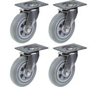 160mm 15.2cm Acciaio Inox Rotella Grigio Gomma, Girevole, 540kg, Set Di 4