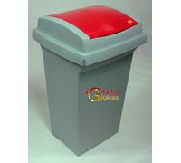 BIDONE IMMONDIZIA 'RECYCLING' Lt. 50 coperchio col. rosso ICS