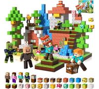 164 Pezzi Blocchi Magnetici - Set Avventura nella Foresta Magica con Funghicasa, Zucca Luminoasa & 4 Personaggi | Costruzioni Magnetiche per Bambini