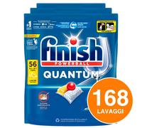 168 Tabs Finish Powerball Quantum Pastiglie per Lavastoviglie al Limone