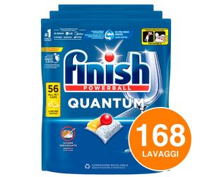 168 Tabs Finish Powerball Quantum Pastiglie per Lavastoviglie al Limone
