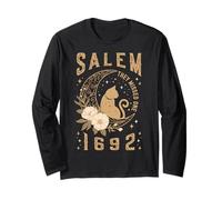 1692 Si sono persi una maglietta Salem Witch Trials Black Cat Moon Maglia a Manica