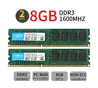 16GB 2x 8GB 4GB 2GB DDR3 PC3-12800U 1600MHz DIMM desktop Memoria RAM Crucial IT