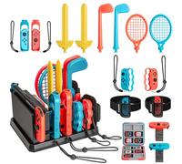 16in1 Switch Sports Kit di Accessori per Nintendo Switch/Switch OLED, Switch Sport Accessori con Mazze Golf/Racchette Tennis/Cinturino Polso/Cinturino Gambe /Spada/Impugnature Boxe/Organizzatore