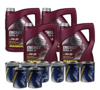 16L Olio Motore MANNOL Energia Ultra JP 5W-20 4xMotor Doctor + Motor Flush