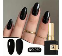 16ml Smalto gel per unghie nero puro, adatto per Ognissanti e inverno - Copertura elevata di nero puro, gel UV/LED rimovibile - Design del tappo in oro di lusso - Essenziale per il salone di bellezza 