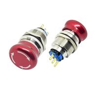 16mm 19mm 22mm Emergency Stop Switch mushroom push button stop switch 1no1nc 2no2nc latching switch on off(22mm round,1NO1NC)