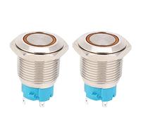 16mm Auto Locking Push Button Switch 12-24VDC | IP65 Water - Impervious & Particle - Impervious Metal Switch | 2 Pcs Stainless Steel Switch for CNC/Healthcare/Industrial (Gialla)