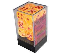 16mm d6 Dice Block: Festive Sunburst with Rred