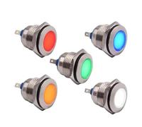 16mm Metal Indicator Light Chrome Panel Mounted Signal 12V 24V 220V LED Red Green Blue 1Pcs(Other voltage Yellow)