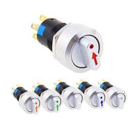 16mm Metal Rotary Selector Switch 2 3 Position On Off 12V Led Red Green Stainless Steel Push Button Switch 1NO1NC Latching SPDT Control switch(Green,2 POSITION 2NO2NC_12V-24V LED)
