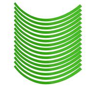 16pcs Adesivi per Bordi del Cerchio del Motociclo, Adesivi per Cerchioni per Auto Strisce Laterali Riflettenti Strisce Adesive Strisce Decorative per Ruote 16-19 Pollici per Auto e(Verde luminoso)