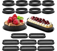 16PCS Anelli da dessert, Stampo per torta perforato, Stampo per torta ovale tondo Fodere per tortine, Fodere per tortine, Anelli per torta con fori di ventilazione Fodere