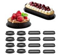 16Pcs Anello Crostata Forato, Mousse Torta Rotonda Muffa Cottura Dessert Strumento di Decorazione Crostate Anelli Forati, Forma Rotonda Anello per Dessert per Dolci Fatti in casa, Dolci, Mousse