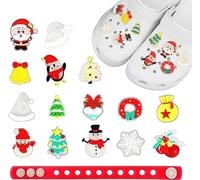 16PCS Ciondoli per Scarpe Incandescenti con Braccialetto,Graziosi Scarpa Charms a Tema Natale-Santa Elk Pupazzo, Graziosi Ciondoli CLOG in PVC per Jibbitz Crocs,Regalo del Partito per Ragazzi Ragazze