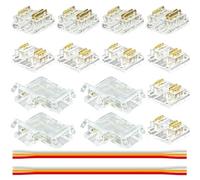 16pcs COB 3pin 10mm LED Connettore Striscia Kit, 10pcs Trasparente Connettori Strisce 4pcs L Forma 2pcs 15cm 22AWG Prolunga per Saldatura Senza per Soggiorno, Corridoio e Camera da Letto