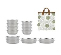 16pcs In Acciaio Inox BBQ Piatto Zuppa Bacino Set Campeggio Stoviglie Multiuso Dinnerwares Per All'aperto Pasti E Picnic Moderno In Acciaio Inox Barbecue Piatto Set