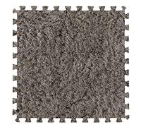 16Pcs Interlocking Foam Carpet,Shaggy Soft Foam Play Mat,Fluffy Area Rugs,Square Plush Puzzle Floor Tiles,Crawling Mats for Living Room Bedroom,12X12inch,Blue(Grey)