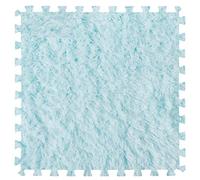 16Pcs Interlocking Foam Carpet,Shaggy Soft Foam Play Mat,Fluffy Area Rugs,Square Plush Puzzle Floor Tiles,Crawling Mats for Living Room Bedroom,12X12inch,Blue(Blue)