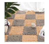 16Pcs Interlocking Foam Carpet,Shaggy Soft Foam Play Mat,Fluffy Area Rugs,Square Plush Puzzle Floor Tiles,Crawling Mats for Living Room Bedroom,12X12inch,Blue(Grey+light Coffee)