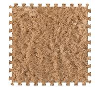 16Pcs Interlocking Foam Carpet,Shaggy Soft Foam Play Mat,Fluffy Area Rugs,Square Plush Puzzle Floor Tiles,Crawling Mats for Living Room Bedroom,12X12inch,Blue(Light Coffee)