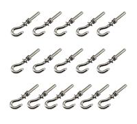 16Pcs M5 Bullone a occhiello in acciaio inossidabile con dado e rondelle gambo lungo filettato asta rotonda gancio occhiello bullone vite
