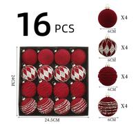 16PCS Palline di Natale Rosse Ornamenti Set con Interno in Plastica per Decorazi