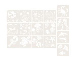 16pcs sotto il mare Stencil Ocean Creatures Template Pittura Spray Pittura