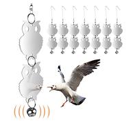 16PCS Specchio repellente per uccelli, Specchi deterrenti per uccelli Scarer Riflettente Appeso Gufo Spaventapasseri Dispositivo repellente per uccelli per giardini Protezione per piante con campane