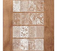 16pezzi Disegno pittura Stencils Set,Astratto Stencil Texture Mista,Stencils per Artigianato,Stencil Riutilizzabili con Texture di Flora e Fauna,per Pareti,Decorazione di Mobili,Artigianato Fai da te