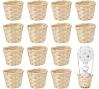 16pz Mini Cestino Intrecciato Cestini in Bambù Piccoli Cesto Paglia Mini Cestini per Bomboniere Decorazioni per La Casa Regali Giardino Fiori Artificiali, Cestino piccolo in bambù per organizzare e ri