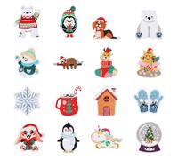 16pz Toppe Termoadesive a Tema Invernale, Applique Ricamate con Fiocchi di Neve e Renne Toppe di Riparazione con Simpatici Animali Accessori Fai Da Te per Abbigliamento Giacca Zaino