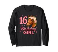 16th Birthday Horse Girl Turning Nine Cowgirl Pony Party Maglia a Manica