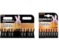 16X Duracell AA + AAA Plus Power Boost (1 Blister Da 8 Batterie AA Fino al 150% di Durata Extra + 1 Blister Da 8 Batterie AAA Fino al 100% di Durata Extra) 16 Pile (LR6/MN1500 + LR03/MN2400)