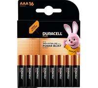16X Duracell AAA Plus Power Boost Fino al 100% di Durata Extra (1 Blister Da 16 Batterie) 16 Pile Mini Stilo (LR03/MN2400)