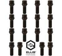 16X M14 X 1.5 30Mm Filettatura 60 Gradi Conico Bulloni Neri Per Ruote