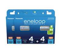 16X Panasonic Eneloop Mix 4XAA 2000mAh + 4XAAA 800mAh Batterie Ricaricabili