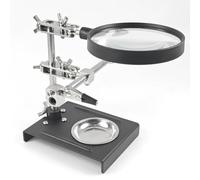 17 × 13 × 14 cm Strumento di Saldatura ad Alta Risoluzione, Supporto Regolabile, Lente D'ingrandimento 5x, Strumenti di Saldatura a Terza Mano, per la Riparazione di Prodotti Elettronici (argento)