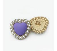 17-28MM 20PZ Viola/Nero Cuore Forma Perla Fiore Bottoni Cappotto Perla Bottoni Per Cucire Finta Perla Bottoni Piatto Posteriore Bottoni Gambo Metallo-22mm-6# Viola