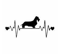 17.2X7.5CM Bassotto A Pelo Duro Ancora Di Salvezza Adesivo Per Auto Battito Cardiaco Cane Decalcomania In Vinile(Black)