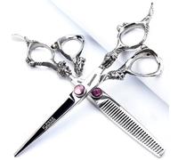 17,5 cm Argento Professionale Taglio Dei Capelli Forbici Assottigliamento Kit Giapponese Parrucchiere Forbici Barbiere Parrucchiere Forbici per Uomini o Donne