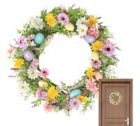 17.7 Inch Easter Egg Wreath With Mixed Branches For Front Door | 45cm Artificial Spring Holiday Door Decor | Colorful Eggs Twig Vine Swag | Home Festival Farmhouse Seasonal Wreath