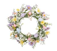 17.7 Inch Easter Egg Wreath With Mixed Branches For Front Door | 45cm Artificial Spring Holiday Door Decor | Colorful Eggs Twig Vine Swag | Home Festival Farmhouse Seasonal Wreath