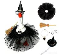 17,8 cm vestito da scrivania con divertente cappello da , collana e | Mini oche di Halloween per feste in costume, festival, feste in piscina e case fantasmi