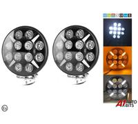 17.8cm Rotondo Luce LED Bianco X2 & Ambra DRL Pois Nebbia Lampadina Fl Fe Fmx