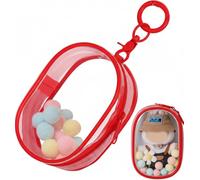 17 cm Sacchetto trasparente per la bambola custodia protettiva trasparente con piccola sfera morbida accessori borsa (rosso)