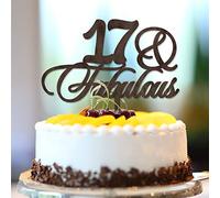 17 & Fabulous 17th Birthday Cake Topper Personalizzato Nome Qualsiasi Età Numero Diciassette 17 Anni Buon Compleanno Bomboniere 17° Anniversario Compleanno Regalo Per Famiglia Amici Legno Marrone 15,2