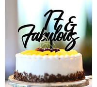17 & Favolose decorazioni per torta per 17° compleanno, in acrilico, nero, diciassette anni, 17 anni, decorazione per compleanno, nome personalizzato, qualsiasi età, numero 17° anniversario, regali di