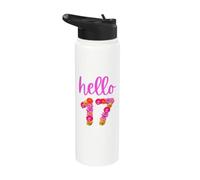 17 Fiore di compleanno di un anno Ciao 17 È il mio 17 ° compleanno Stainless Steel Insulated Water Bottle
