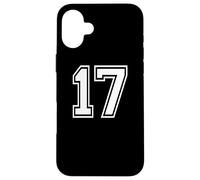 17, grafica per sport di squadra, numero diciassette, abbinata a Varsity Custodia per iPhone 16 Plus